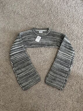 Cotton On Gray and Cream Textured Cropped Knit Bolero